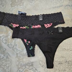 TORRID Black and Floral Lace Panties